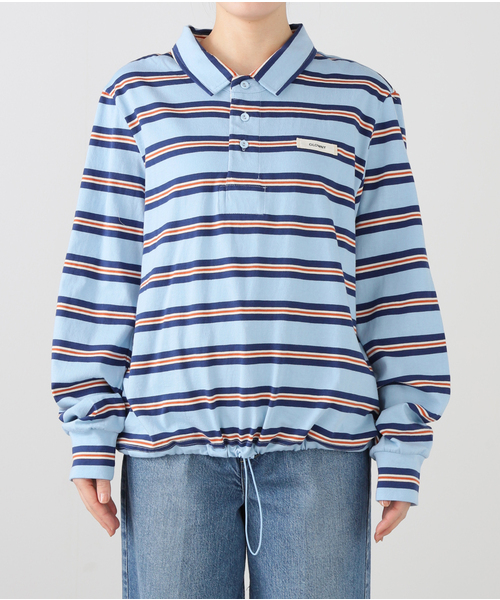 glowny TERRY PK LONG SLEEVE ストライプ ポロシャツ GLOWNY/グロウニー TERRY PK LONG SLEEVE（ポロシャツ）｜GLOWNY