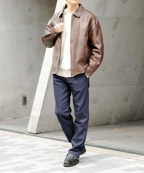 ITEMS URBANRESEARCH（アイテムズ アーバンリサーチ）の「1-tuck テーパード デニムスラックス（デニムパンツ・メンズ・ネイビー/ブラック/ホワイト・MEDIUM/LARGE）」の5枚目の写真