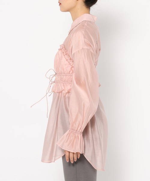 mysty woman（ミスティウーマン）の「キャミビスチェSETシャツ　320397（シャツ/ブラウス・レディース・アイボリー/ピンク/オフホワイト/ブラック・FREE）」の15枚目の写真