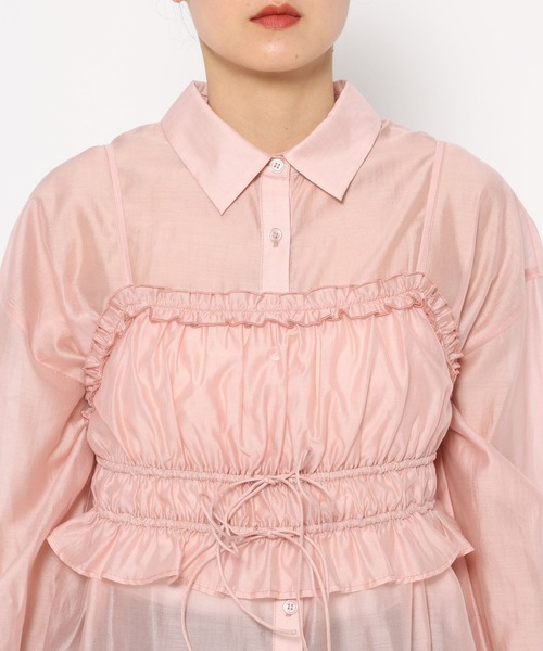 mysty woman（ミスティウーマン）の「キャミビスチェSETシャツ　320397（シャツ/ブラウス・レディース・アイボリー/ピンク/オフホワイト/ブラック・FREE）」の17枚目の写真