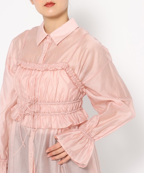 mysty woman（ミスティウーマン）の「キャミビスチェSETシャツ　320397（シャツ/ブラウス・レディース・アイボリー/ピンク/オフホワイト/ブラック・FREE）」の18枚目の写真