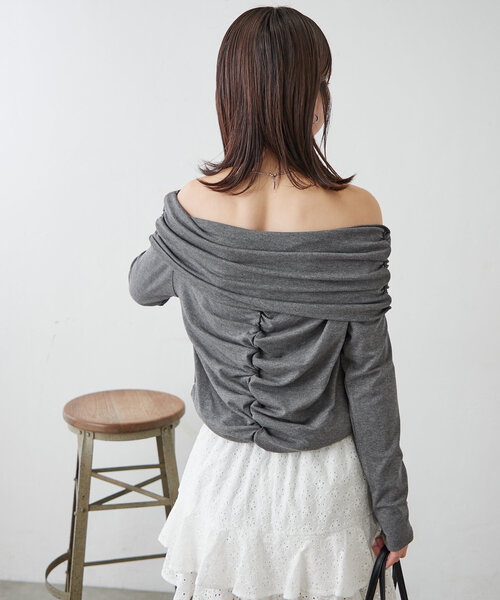 mline（エムライン）の「[mline]オフショルギャザートップス（Tシャツ/カットソー・レディース・ピンク/チャコールグレー/アイボリー・FREE）」の20枚目の写真