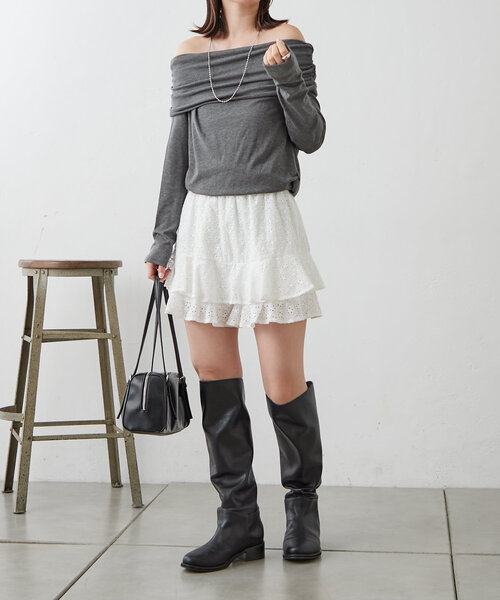 mline（エムライン）の「[mline]オフショルギャザートップス（Tシャツ/カットソー・レディース・ピンク/チャコールグレー/アイボリー・FREE）」の22枚目の写真