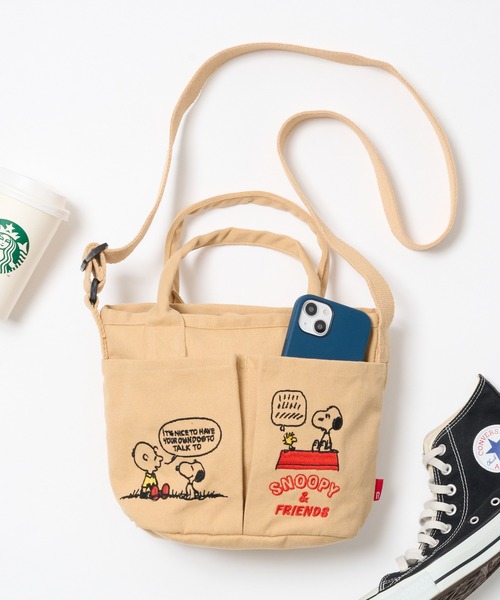 ROOTOTE(ルートート)の「【ROOTOTE】ショルダー付トートバッグ IP.BRポケッツ.Peanuts-0C(トートバッグ・レディース・グレー/アイボリー/ダークグレー/ベージュ・FREE)」の1枚目の写真
