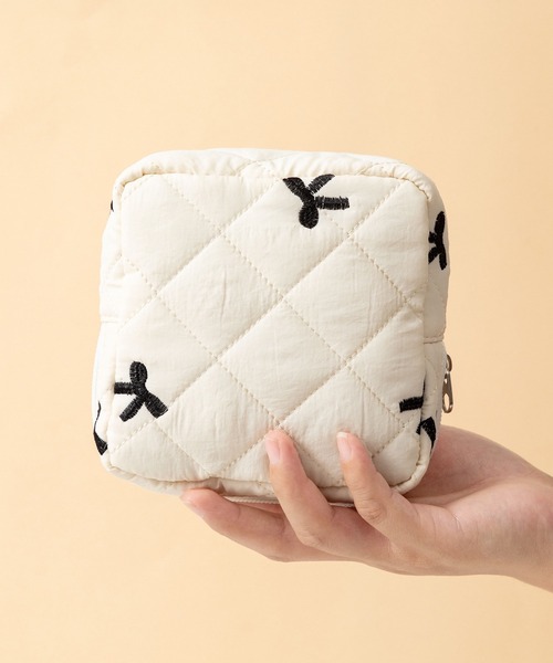 Mignonjour/リボン刺繍キルティングミニポーチ M2702（ポーチ