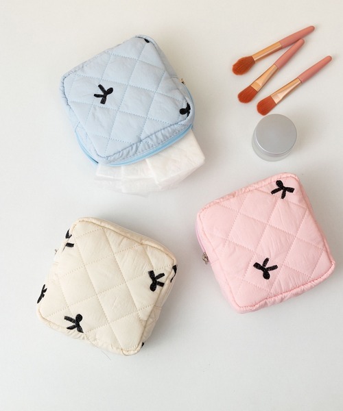 Mignonjour/リボン刺繍キルティングミニポーチ M2702（ポーチ