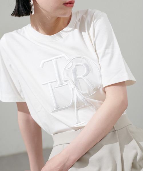 LARUTA ラルータ 厚盛ロゴ刺繍Ｔ LARUTA tシャツ 「LARUTA」厚盛りロゴ刺繍T レディース