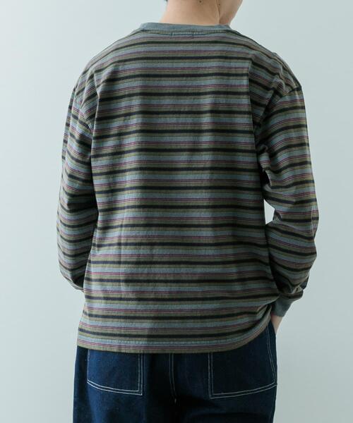 ITEMS URBANRESEARCH（アイテムズ アーバンリサーチ）の「オーバーダイマルチボーダーカットソー（Tシャツ/カットソー・メンズ・ネイビー/チャコールグレー・LARGE/MEDIUM）」の5枚目の写真