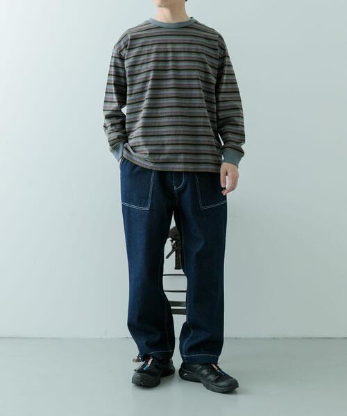 ITEMS URBANRESEARCH（アイテムズ アーバンリサーチ）の「オーバーダイマルチボーダーカットソー（Tシャツ/カットソー・メンズ・ネイビー/チャコールグレー・LARGE/MEDIUM）」の6枚目の写真