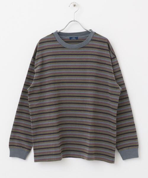 ITEMS URBANRESEARCH（アイテムズ アーバンリサーチ）の「オーバーダイマルチボーダーカットソー（Tシャツ/カットソー・メンズ・ネイビー/チャコールグレー・LARGE/MEDIUM）」の7枚目の写真