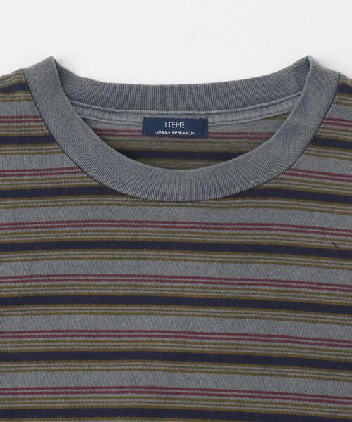 ITEMS URBANRESEARCH（アイテムズ アーバンリサーチ）の「オーバーダイマルチボーダーカットソー（Tシャツ/カットソー・メンズ・ネイビー/チャコールグレー・LARGE/MEDIUM）」の8枚目の写真