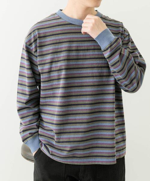 ITEMS URBANRESEARCH（アイテムズ アーバンリサーチ）の「オーバーダイマルチボーダーカットソー（Tシャツ/カットソー・メンズ・ネイビー/チャコールグレー・LARGE/MEDIUM）」の10枚目の写真