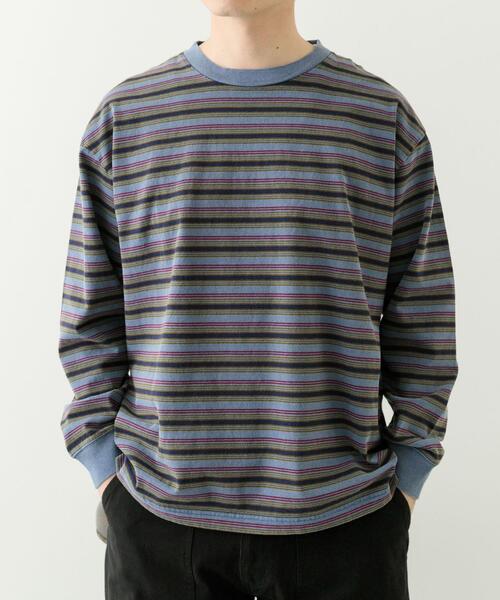 ITEMS URBANRESEARCH（アイテムズ アーバンリサーチ）の「オーバーダイマルチボーダーカットソー（Tシャツ/カットソー・メンズ・ネイビー/チャコールグレー・LARGE/MEDIUM）」の11枚目の写真