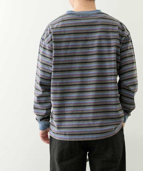 ITEMS URBANRESEARCH（アイテムズ アーバンリサーチ）の「オーバーダイマルチボーダーカットソー（Tシャツ/カットソー・メンズ・ネイビー/チャコールグレー・LARGE/MEDIUM）」の12枚目の写真