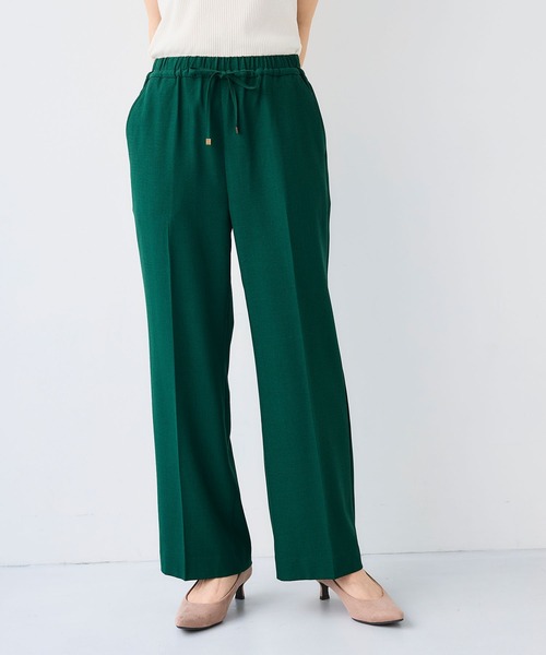 CROSS FUNCTION（クロスファンクション）の「《シワになりにくい》エブ楽 リネンライクイージーワイドフレアパンツ【CF/クロスファンクション】（スラックス・レディース・モカ/チャコールグレー/ブラック/ダークグリーン・LL/L/M）」の4枚目の写真