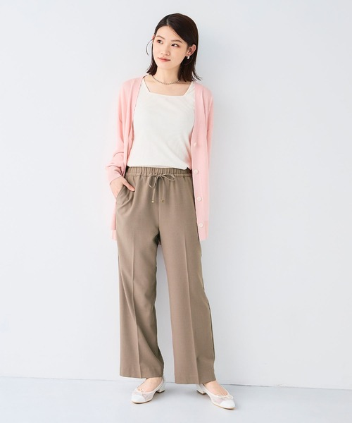 CROSS FUNCTION（クロスファンクション）の「《シワになりにくい》エブ楽 リネンライクイージーワイドフレアパンツ【CF/クロスファンクション】（スラックス・レディース・モカ/チャコールグレー/ブラック/ダークグリーン・LL/L/M）」の16枚目の写真