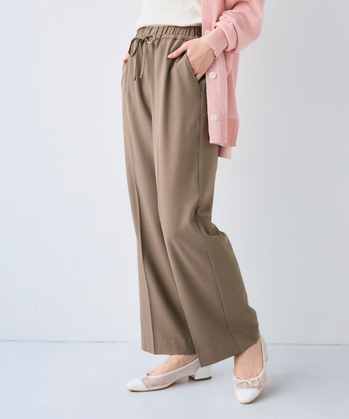 CROSS FUNCTION（クロスファンクション）の「《シワになりにくい》エブ楽 リネンライクイージーワイドフレアパンツ【CF/クロスファンクション】（スラックス・レディース・モカ/チャコールグレー/ブラック/ダークグリーン・LL/L/M）」の14枚目の写真
