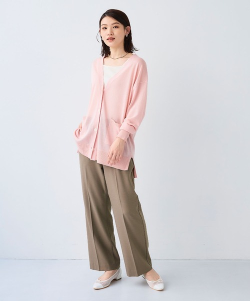 CROSS FUNCTION（クロスファンクション）の「《シワになりにくい》エブ楽 リネンライクイージーワイドフレアパンツ【CF/クロスファンクション】（スラックス・レディース・モカ/チャコールグレー/ブラック/ダークグリーン・LL/L/M）」の19枚目の写真