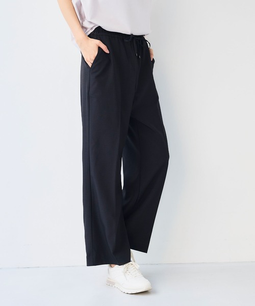 CROSS FUNCTION（クロスファンクション）の「《シワになりにくい》エブ楽 リネンライクイージーワイドフレアパンツ【CF/クロスファンクション】（スラックス・レディース・モカ/チャコールグレー/ブラック/ダークグリーン・LL/L/M）」の6枚目の写真