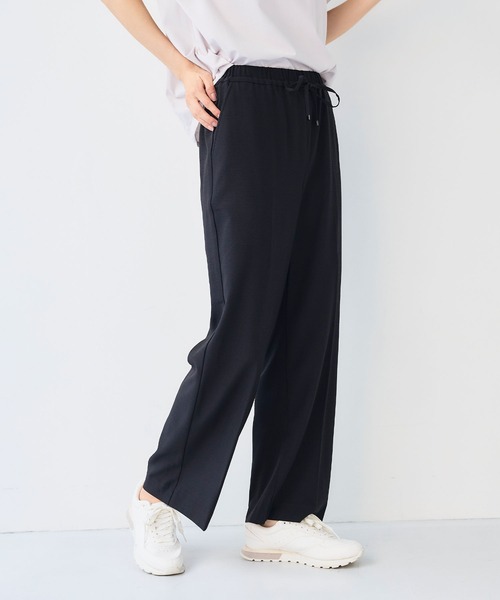 CROSS FUNCTION（クロスファンクション）の「《シワになりにくい》エブ楽 リネンライクイージーワイドフレアパンツ【CF/クロスファンクション】（スラックス・レディース・モカ/チャコールグレー/ブラック/ダークグリーン・LL/L/M）」の7枚目の写真