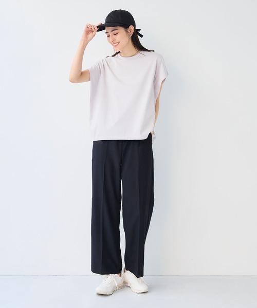 CROSS FUNCTION（クロスファンクション）の「《シワになりにくい》エブ楽 リネンライクイージーワイドフレアパンツ【CF/クロスファンクション】（スラックス・レディース・モカ/チャコールグレー/ブラック/ダークグリーン・LL/L/M）」の11枚目の写真