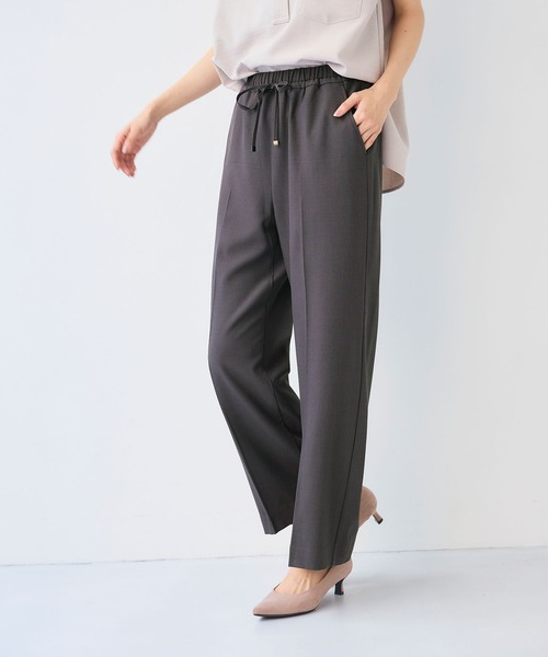 CROSS FUNCTION（クロスファンクション）の「《シワになりにくい》エブ楽 リネンライクイージーワイドフレアパンツ【CF/クロスファンクション】（スラックス・レディース・モカ/チャコールグレー/ブラック/ダークグリーン・LL/L/M）」の21枚目の写真