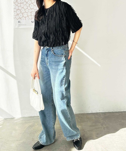 GeeRA(ジーラ)の「【夏にぴったり。】ふわっと揺れるフリルカットソーシアーTシャツ(Tシャツ/カットソー・レディース・ライトグレー/オフホワイト/ブラック・LARGE/X-LARGE/MEDIUM)」の8枚目の写真