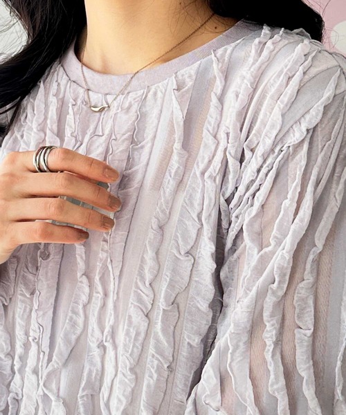 GeeRA(ジーラ)の「【夏にぴったり。】ふわっと揺れるフリルカットソーシアーTシャツ(Tシャツ/カットソー・レディース・ライトグレー/オフホワイト/ブラック・LARGE/X-LARGE/MEDIUM)」の5枚目の写真