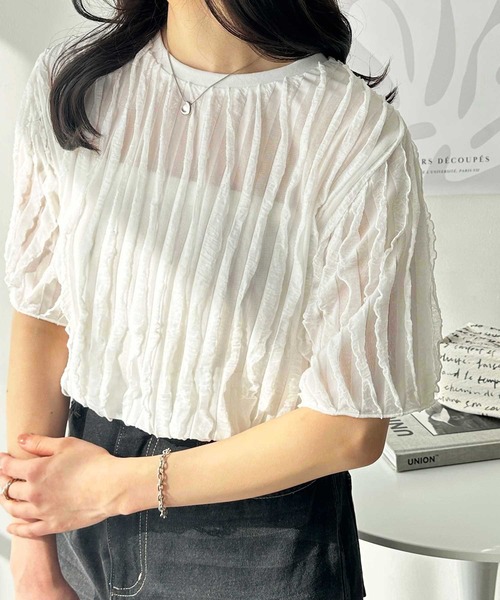 GeeRA(ジーラ)の「【夏にぴったり。】ふわっと揺れるフリルカットソーシアーTシャツ(Tシャツ/カットソー・レディース・ライトグレー/オフホワイト/ブラック・LARGE/X-LARGE/MEDIUM)」の17枚目の写真