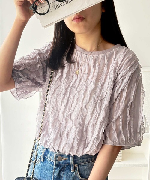 GeeRA(ジーラ)の「【夏にぴったり。】ふわっと揺れるフリルカットソーシアーTシャツ(Tシャツ/カットソー・レディース・ライトグレー/オフホワイト/ブラック・LARGE/X-LARGE/MEDIUM)」の22枚目の写真