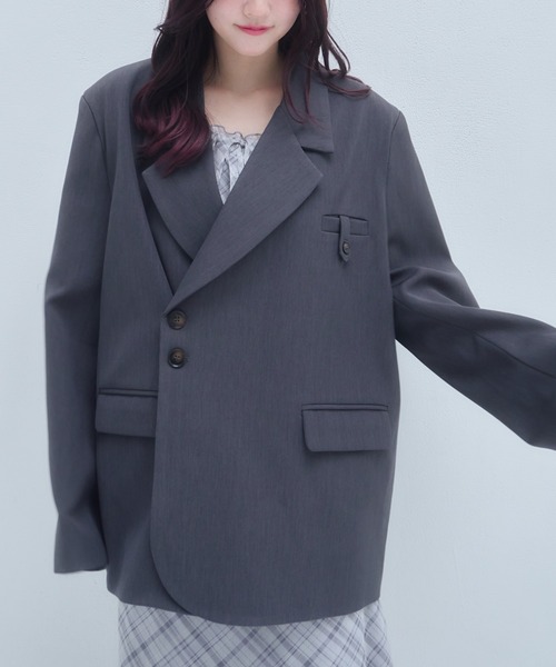 mellowneon(メロウネオン)の「オーバーテーラードジャケット(テーラードジャケット・レディース・チャコールグレー/ベージュ/ブラウン・FREE)」の5枚目の写真