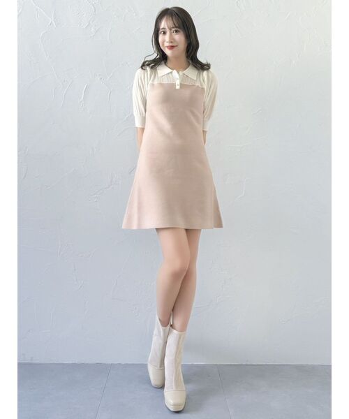 dazzlin(ダズリン)の「シアーポロニットミニワンピース(ワンピース・レディース・グリーン/ネイビー/ピンク・FREE)」の8枚目の写真