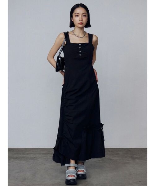 EMODA（エモダ）の「アシンメトリードローマキシワンピース（ワンピース・レディース・ブラック/グレー/ホワイト・FREE）」の8枚目の写真