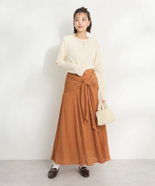 CRAFT STANDARD BOUTIQUE(クラフトスタンダードブティック)の「花柄レースシャーリングプルオーバー(ニット/セーター・レディース・イエロー/アイボリー/ブラック・FREE)」の8枚目の写真