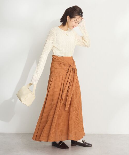 CRAFT STANDARD BOUTIQUE(クラフトスタンダードブティック)の「花柄レースシャーリングプルオーバー(ニット/セーター・レディース・イエロー/アイボリー/ブラック・FREE)」の9枚目の写真
