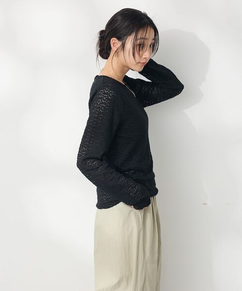 CRAFT STANDARD BOUTIQUE(クラフトスタンダードブティック)の「花柄レースシャーリングプルオーバー(ニット/セーター・レディース・イエロー/アイボリー/ブラック・FREE)」の15枚目の写真