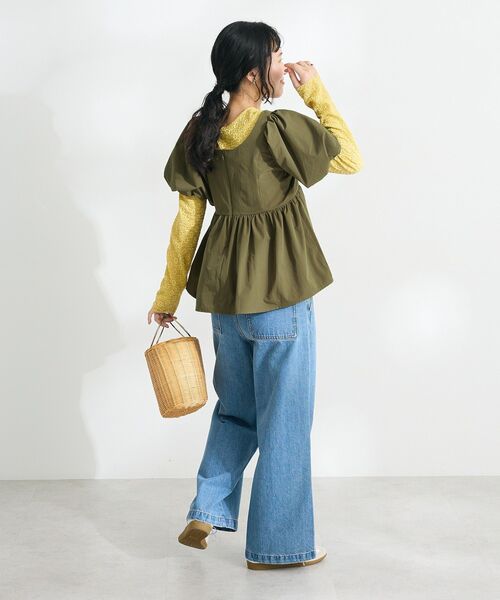 CRAFT STANDARD BOUTIQUE(クラフトスタンダードブティック)の「花柄レースシャーリングプルオーバー(ニット/セーター・レディース・イエロー/アイボリー/ブラック・FREE)」の21枚目の写真