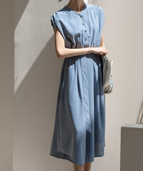 maison de LATIR(メゾンドラティール)の「夏服に最適!ノースリーブロングシャツワンピース(シャツワンピース・レディース・ブラック/イエロー/ブルー・M/L/XL)」の10枚目の写真