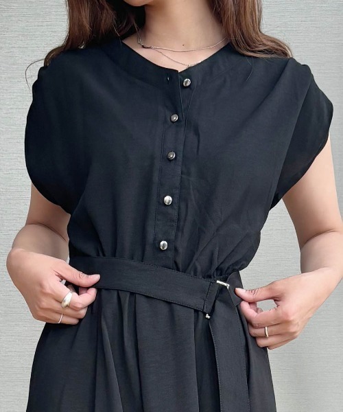 maison de LATIR(メゾンドラティール)の「夏服に最適!ノースリーブロングシャツワンピース(シャツワンピース・レディース・ブラック/イエロー/ブルー・M/L/XL)」の16枚目の写真