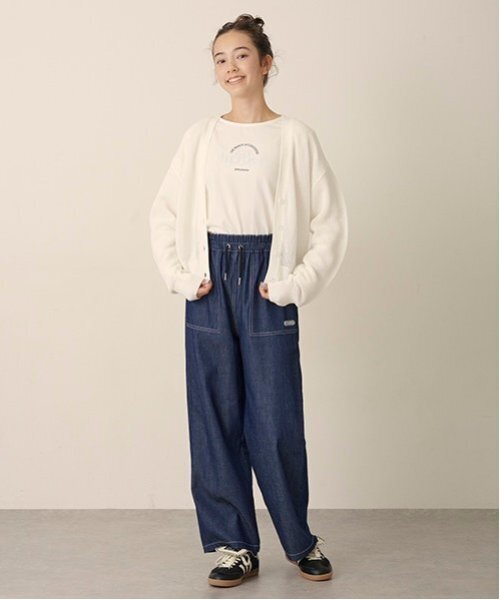 新品　ポンポネットジュニアコーデュロイ　ガウチョパンツ L(160) 青 新品 ポンポネットジュニアコーデュロイ ガウチョパンツ L(160