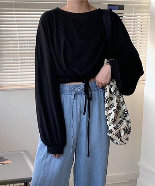 VIBGYOR(ヴィブジョー)の「【EIZZ/アイズ】クロップド丈 カットデザイン トップス(Tシャツ/カットソー・レディース・ホワイト/ブラック/グレー・FREE)」の8枚目の写真