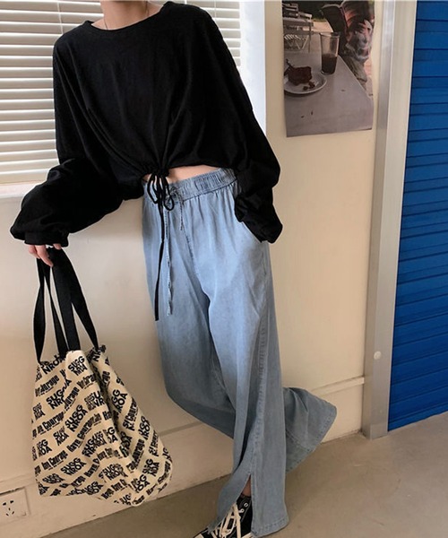 VIBGYOR(ヴィブジョー)の「【EIZZ/アイズ】クロップド丈 カットデザイン トップス(Tシャツ/カットソー・レディース・ホワイト/ブラック/グレー・FREE)」の9枚目の写真