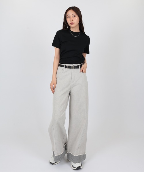 SUWDEE(スーディー)の「crew neck basic cotton t-shirt(Tシャツ/カットソー・レディース・ベージュ/ブラック/ホワイト・FREE)」の10枚目の写真