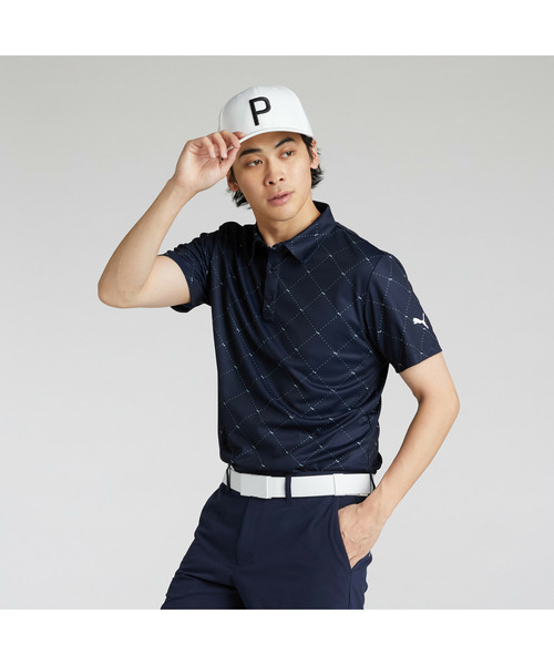 PUMA（プーマ）の「PUMA プーマ メンズ ゴルフ SB アーガイル AOP 半袖 ポロシャツ（ポロシャツ・メンズ・ネイビー/ホワイト系その他/ブラック・SMALL/MEDIUM/LARGE/X-LARGE/XX-LARGE）」の8枚目の写真