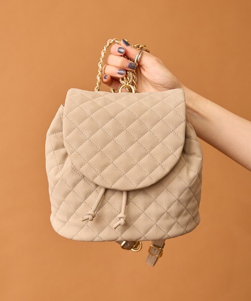 HASHIBAMI(ハシバミ)の「【HASHIBAMI】スエードキルティング ミニリュック(バックパック/リュック・レディース・ブラック/ライトブラウン/ナチュラル・FREE)」の15枚目の写真