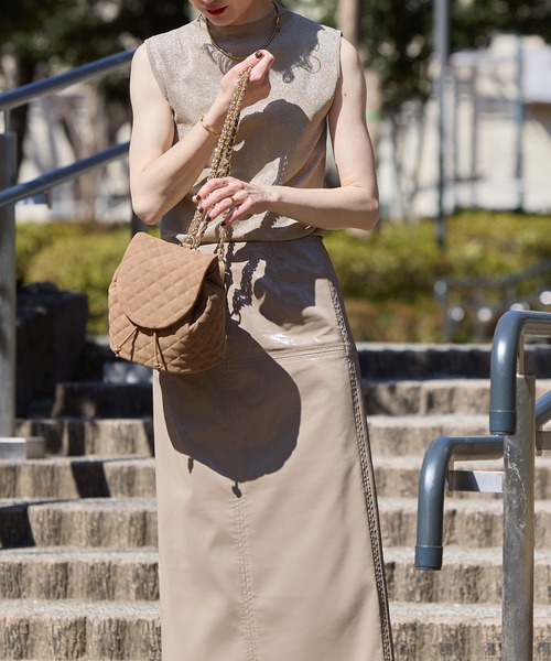 HASHIBAMI(ハシバミ)の「【HASHIBAMI】スエードキルティング ミニリュック(バックパック/リュック・レディース・ブラック/ライトブラウン/ナチュラル・FREE)」の17枚目の写真