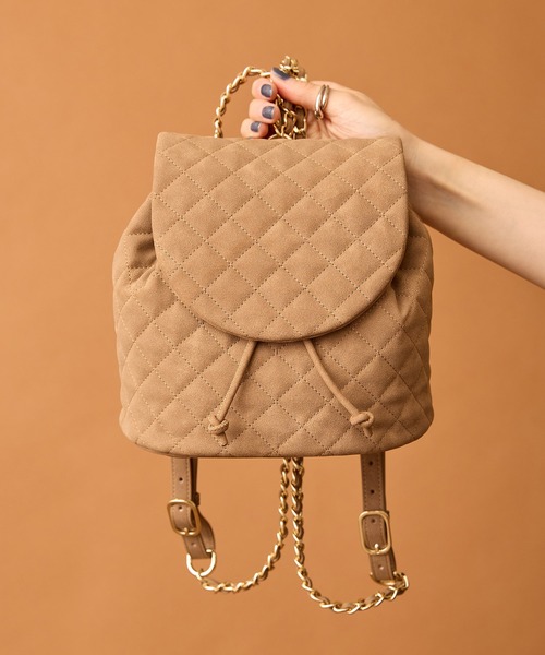 HASHIBAMI(ハシバミ)の「【HASHIBAMI】スエードキルティング ミニリュック(バックパック/リュック・レディース・ブラック/ライトブラウン/ナチュラル・FREE)」の19枚目の写真