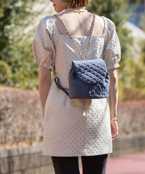 HASHIBAMI(ハシバミ)の「【HASHIBAMI】スエードキルティング ミニリュック(バックパック/リュック・レディース・ブラック/ライトブラウン/ナチュラル・FREE)」の7枚目の写真