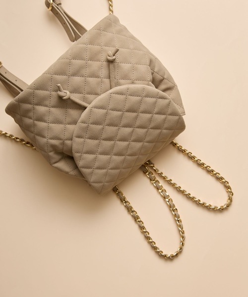 HASHIBAMI(ハシバミ)の「【HASHIBAMI】スエードキルティング ミニリュック(バックパック/リュック・レディース・ブラック/ライトブラウン/ナチュラル・FREE)」の11枚目の写真