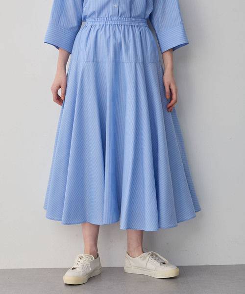 Petit Honfleur（プチオンフルール）の「ストライプフレアスカート（スカート・レディース・ブルー/ネイビー・M/L）」の11枚目の写真